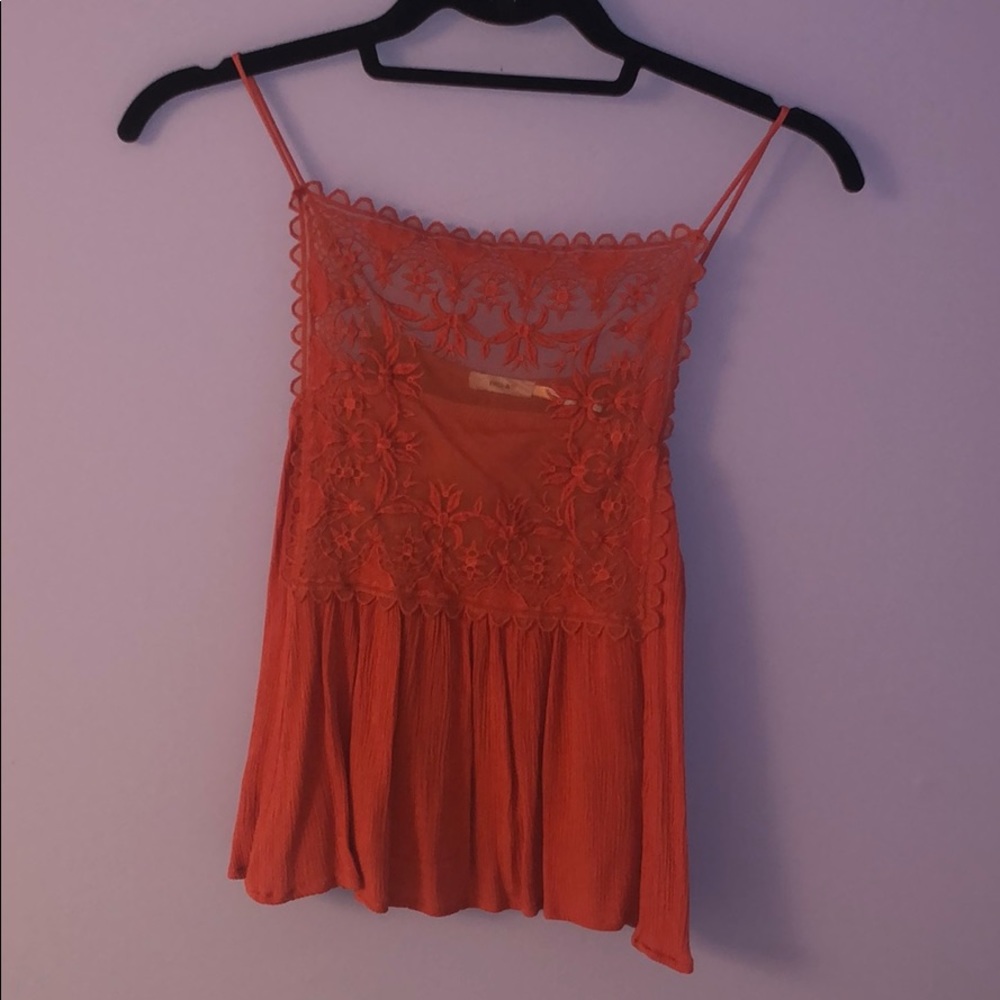 Pink Urban Outfitters Lace Panel Tank Top